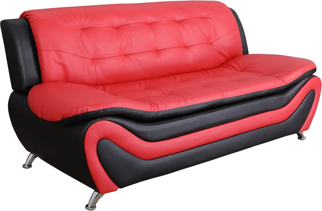 Aldo ((3 Piece) Modern Sofa Set, Black/Red