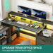 L Shaped Desk with 3 Drawers, 65" Corner Computer Desk with Power Outlets & LED Lights, L-Shaped Desk with File Cabinet & Printer Stand for Home Office, Grey