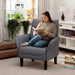 Gray Upholstered Suede Armchair With Durable Timber