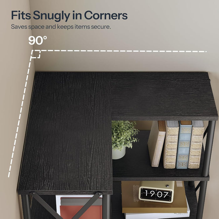 Black Industrial Grade Tall Corner Bookshelf Storage