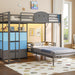 Bunk Bed Twin over Twin with 6 Storage Drawers for Kids Teens,Metal Led Loft Bed with Bedside Storage,Safety Guardrails for Small Space, No Box Spring Needed, Grey