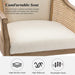 Rattan Desk Chair, Vintage Upholstered Home Office Chair, Ivory