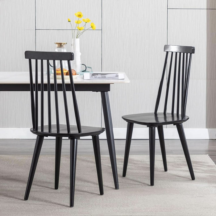 Dining Chairs Set of 2 Wood Dining Room Chair Black Spindle Side Kitchen Room Country Farmhouse Chairs Black