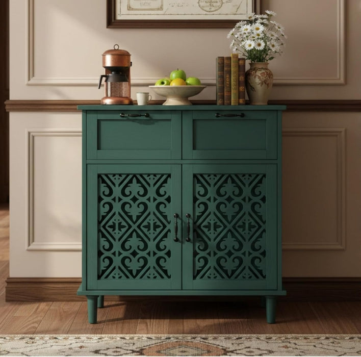 Farmhouse Buffet Cabinet, 2 Door 2 Drawer Sideboard Storage Cabinet