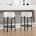 Counter Height Bar Stools 26" round Barstools Set of 2, Modern Faux Leather Counter Stools with Black Metal Legs for for Kitchen Island Counter, Small Space, White