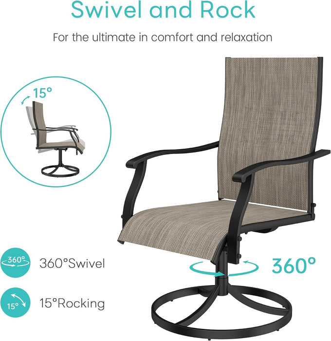 Patio Chairs Set of 4, Outdoor Swivel Chairs Set of 4, Brown