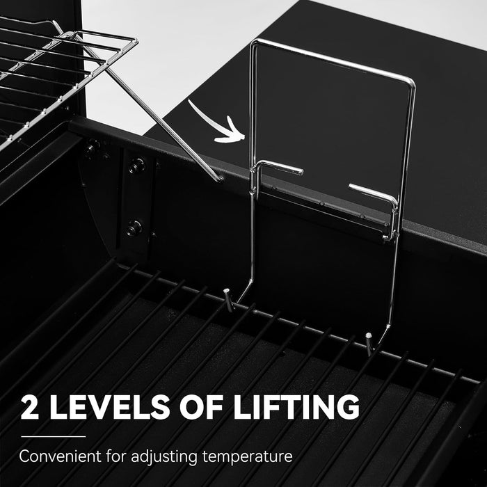 CC1830M 30 Inch Barrel Charcoal Grill with Offset Smoker & Warming Rack, Outdoor BBQ Grill with 811 Sq. In. Grilling Space for Backyard, Patio and Parties, Black