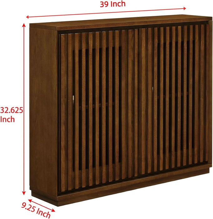 39" Walnut Narrow Sideboard Buffet Storage Cabinet for Entryway