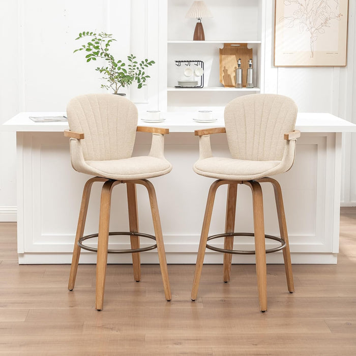 30" H Bar Height Swivel Bar Stools with Back and Arm Accent Barstools Chair