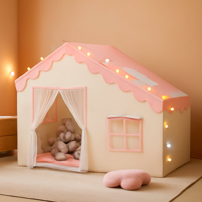 Play Tent for Kids - Kids Tent Indoor with Mat and Ball Lights, Toddler Tent for Kids Ages 3-8, Kids Playhouse for Girls, 57" X 35" X 47" (Pink)