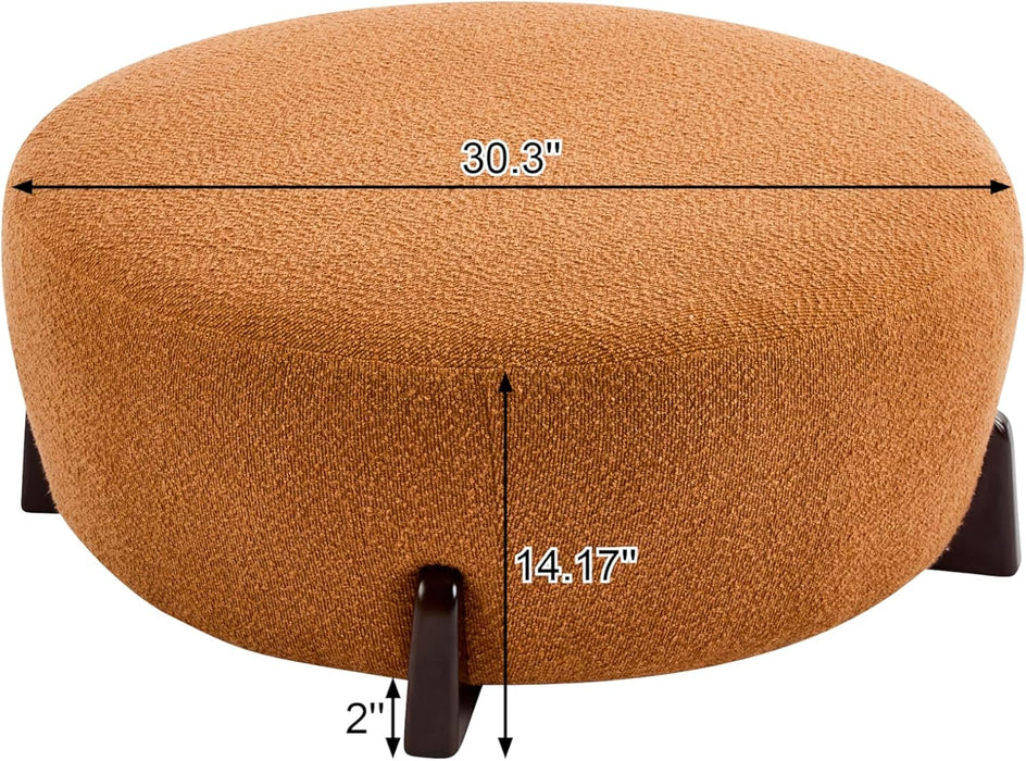 Tatia Modern Bouce Upholstered Ottoman Coffee Table, Multi-Functional Sofa Footrest with Wooden Frame, Extra Seating for Living Room, Bedroom, Entryway, Brown+Pumpkin Orange