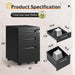 3 Drawer Mobile File Cabinet, Fully Assembled except Casters