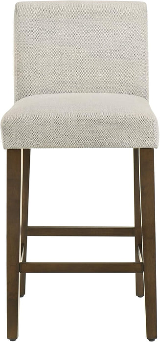 Counter Height Bar Stools Set of 3, 27" H Seat Height Upholstered Barstools, Fabric in Ivory