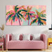Palm Tree Canvas Wall Art Coastal Seascape Pictures Tropical Botanical Painting Modern Pink Artwork Prints for Bathroom Beach House Bedroom Living Room Home Office Decor Framed 28" X 58"