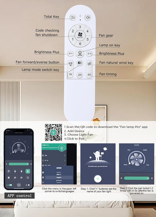 52Inch Ceiling Fan with Lights and Remotes, Modern Smart Flush Mount Ceiling Fans,Dc Reversible Motor, 3CCT Dimmable,Noiseless,Dual Finish, Brown 6 Speeds Ceiling Fan for Indoor/Outdoor