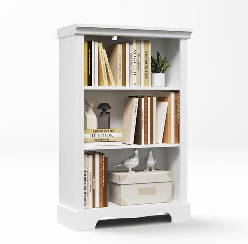 3-Tier Bookshelf, White Bookshelf with Adjustable Shelf, Wooden Bookshelf Open Storage, 9.8" D X 24.6" W X 38" H, Small Bookcase for Study Room, Living Room, Home Office, Bedroom (White)