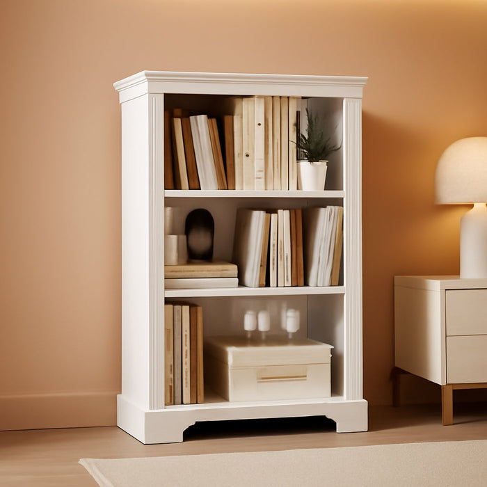 3-Tier Bookshelf, White Bookshelf with Adjustable Shelf, Wooden Bookshelf Open Storage, 9.8" D X 24.6" W X 38" H, Small Bookcase for Study Room, Living Room, Home Office, Bedroom (White)