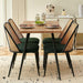 Modern Kitchen Dining Table Set for 4, 5 Pieces Wooden Breakfast Dining Table Set with 4 Upholsetered Boucle Dining Chairs Rattan Backrest,Metal Legs for Dining Room,Living Room