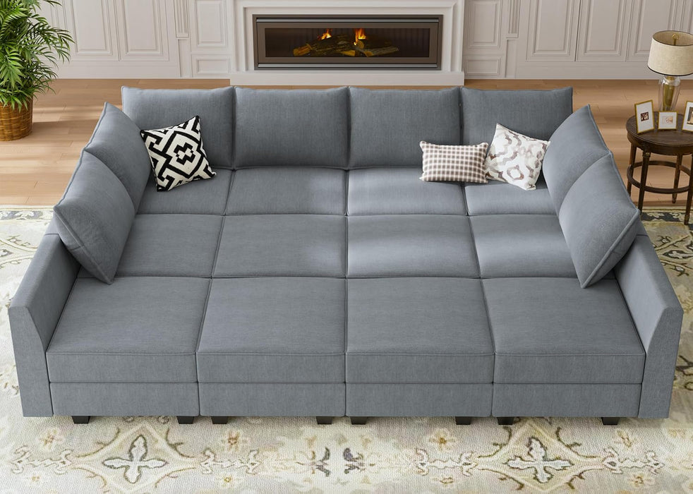 Convertible Sectional Sofa Bluish Grey, Modular, Storage