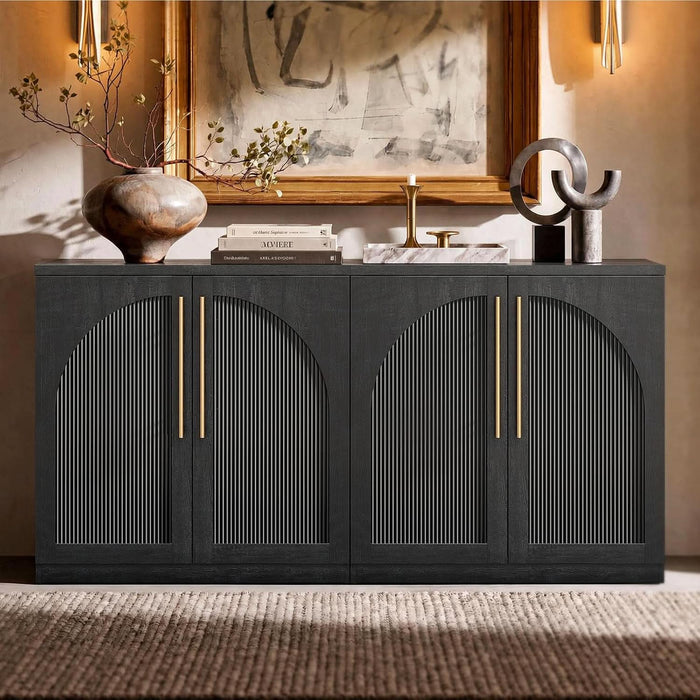 Arched Sideboard Cabinets, Modular Buffet Table, Black