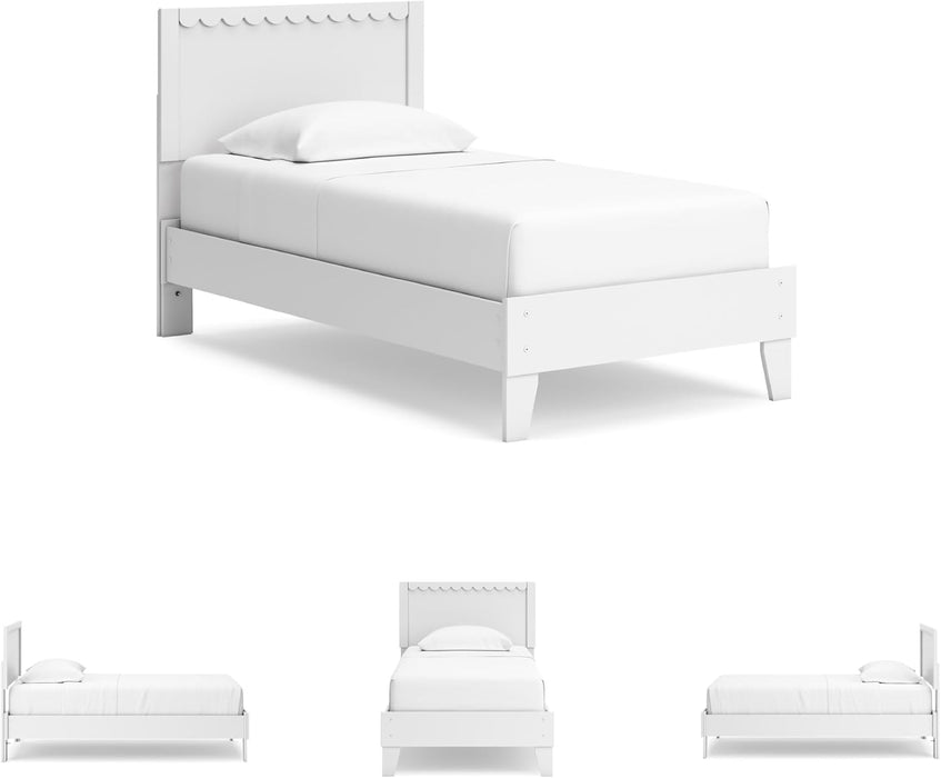 Signature Design by Ashley Hallityn Casual Twin Panel Platform Bed, Foundation or Box Spring Not Needed, White
