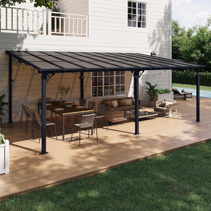 12' X 20' Gazebo for Patio, Gazebo Pergola with Sloped Roof, Large Wall-Mounted Heavy Duty Awnings, for Backyard, Deck, Patio