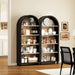 64" Tall Black Arched Bookcase, 5 Tiers Arch Bookshelf with Open Display Shelves, Wood Farmhouse Bookshelf with Storage,College Dorm Room Essential,Modern Book Shelf for Office, Study