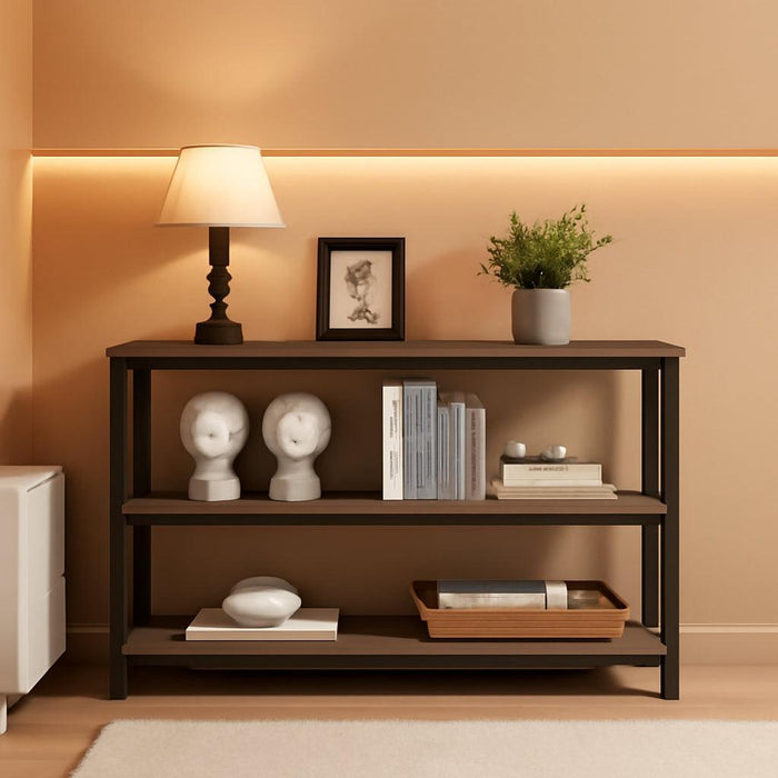 Rustic Console Table behind Couch, Industrial Entryway Table with Shelves, Farmhouse 3 Tier Sofa Tables for Living Room, Entry, Hallway (47 Inch, Rustic Oak)