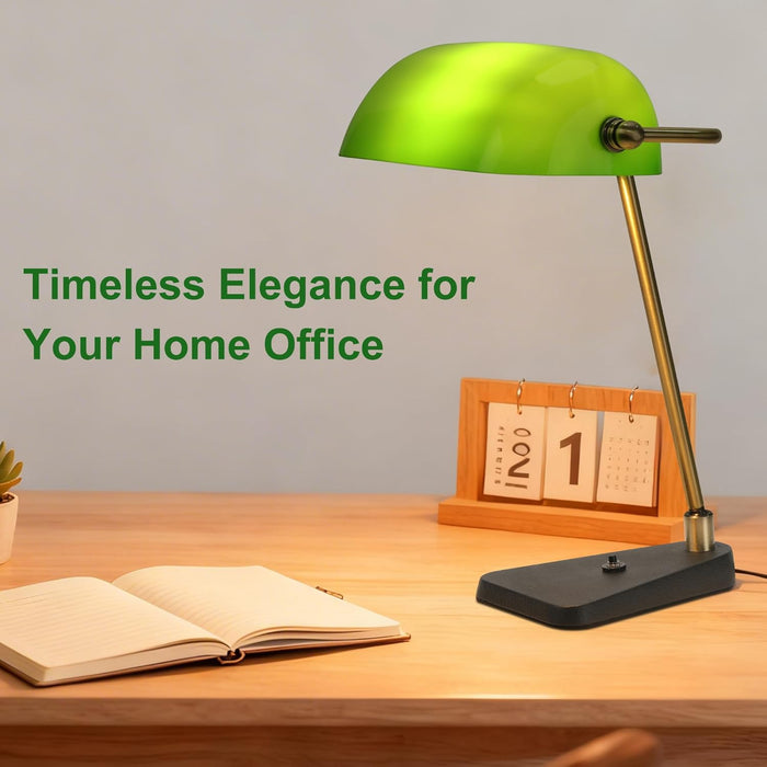 EmeraldGreen Bankers Desk Lamp CastIron Base Swivel