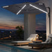 10Ft Solar LED Wall Mounted Outdoor Patio Umbrella, Rectangular Large Offset Cantilever Umbrellas with 180° Rotation Sun Awning for Deck Pool Garden Backyard, save Space, Grey