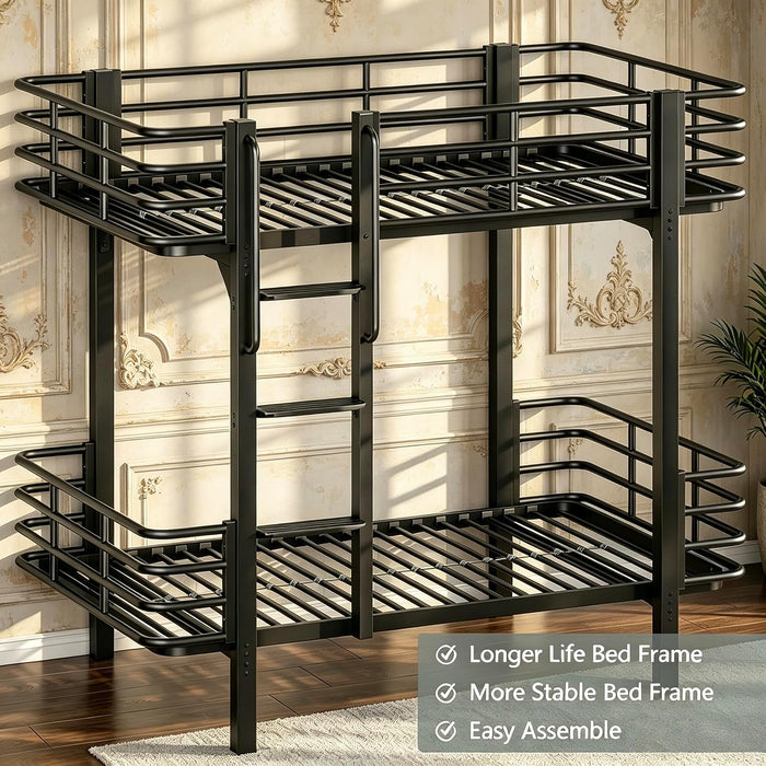 TwinOverTwin HeavyDuty AllMetal Bunk Bed For Adults