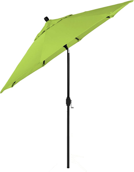 12-Year-Non-Fading, 9Ft Premium Sunbrella Patio Umbrella, Hand-Crank, Button-Tilt, Black Frame, Macaw Fabric