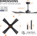 54" Wet Rated Outdoor Ceiling Fan without Lights, 4 ABS Plastic Blades, Reversible DC Motor, 6-Speed Remote Control, Waterproof Ceiling Fan No Lights for Patio Porch Gazebo Garage, Black