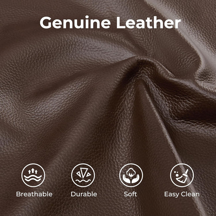 Genuine Leather Power Recliner Sofa, Wall Hugger Reclining Sofa with Drop down Table, Power Headrest, Drawers, Charging Ports, Reclining Sectional Couch for Living Room, RV, Dark Brown
