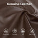 Genuine Leather Power Recliner Sofa, Wall Hugger Reclining Sofa with Drop down Table, Power Headrest, Drawers, Charging Ports, Reclining Sectional Couch for Living Room, RV, Dark Brown