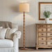 Rustic Floor Lamp 62Inch Walnut LinenTextured Shade