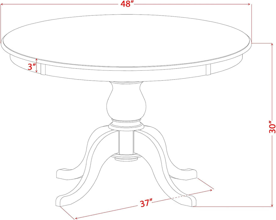 FE6-0N-TP round Breakfast Table with Acacia Wood Top and Elegant Pedestal Base - Antique Walnut Finish