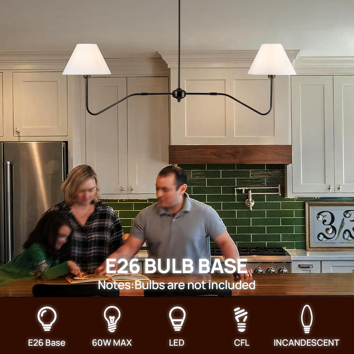 FiftyFiveInch MatteBlack DualHead Linear Chandelier