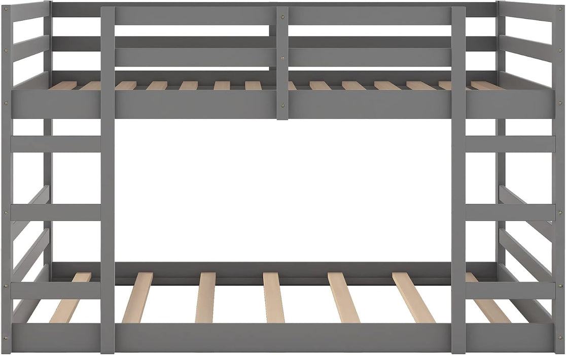 Full Over Full Bunk Bed SolidWoodSpaceSaving GrayFinish