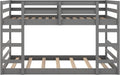 Full Over Full Bunk Bed SolidWoodSpaceSaving GrayFinish
