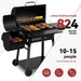 Barrel Charcoal Grill with Offset Smoker, 824 Sq. In. Cooking Area,Frame Tool Hooks, Bottom Shelf, Blow-Molded Wheels, Outdoor Charcoal Grill for Backyard Cooking, Black, CC1831S-SC