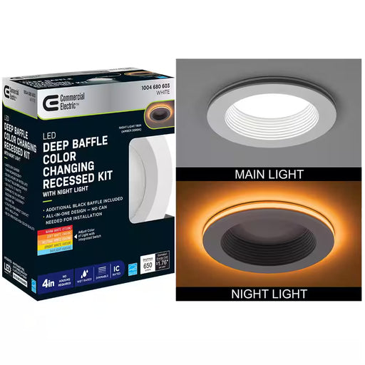 4 In. Adjustable CCT Integrated LED Recessed Light Trim W/ Night Light 625 Lumens Retrofit Kitchen Lighting Dimmable