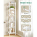 Bookshelf, Book Shelf, Industrial Bookcase with 2 Hooks, Coner Shelf Storage Organizer for Home Office, Living Room, Bedroom, Kitchen, 6-Tier White BC10713W