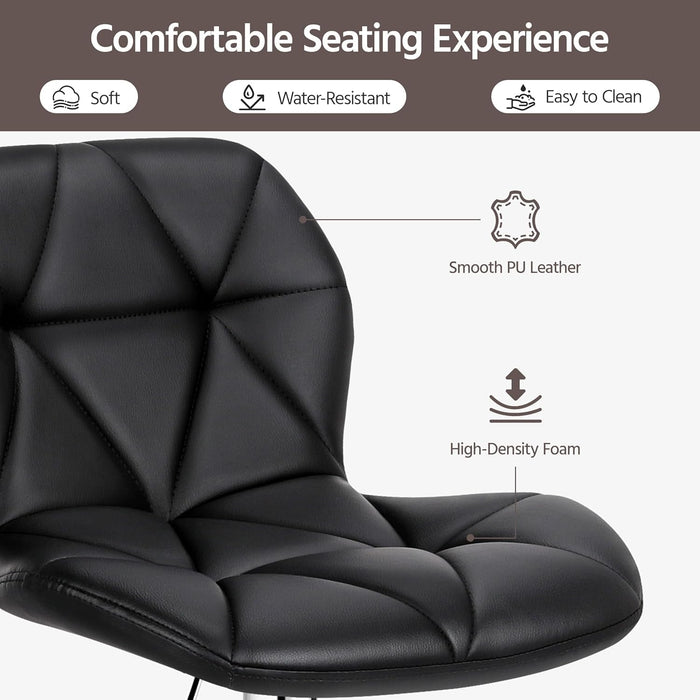 Bar Stools Set of 2, Modern Adjustable Kitchen Island Chairs, Black PU Leather Swivel Counter Stools for Bar, Kitchen Counter, Black