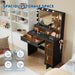 35.4-Inch Vanity with Mirror, Featuring Three-Level Adjustable Lighting, a Drawer Unit, Shelves, an Outlet, and a Stool. a Compact Vanity Suitable for Living Rooms and Apartments – Black
