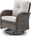 Patio Furniture Swivel Glider PE Wicker Chairs, Outdoor Swivel Rocker Seating with Cushions for Porch Deck Balcony, Brown/Beige