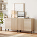 63" Sideboard Buffet Cabinet with 4 Doors and Adjustable Shelves, Fluted Storage Cabinet, Modern Credenza Coffee Bar Wine Bar Table for Kitchen, Dining Room, Living Room,Beige