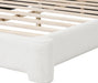 King Size Thick Bouce Fabric Upholstered Platform Bed with Curved Shaped Headboard, Wood Bed Frame for Kids Teens Adults, White
