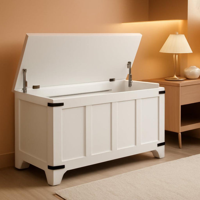 Premium White Storage Chest 47.2 Inches Contemporary