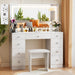 White Vanity Table With Illuminated Mirror Drawers